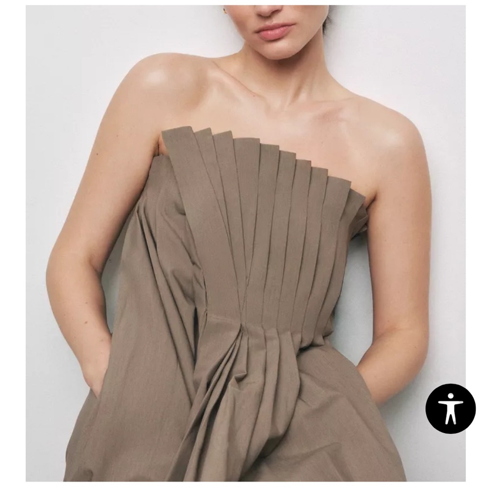 Zara Pleated Wrinkled Midi Dress Size Large